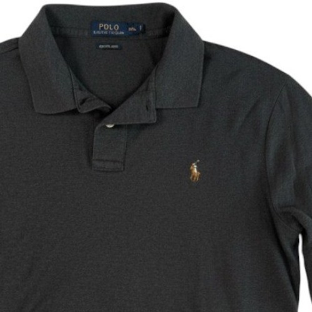 Polo Ralph Lauren Polo Shirt Mens XXL Charcoal Grey Long Sleeve Pima Soft Touch
